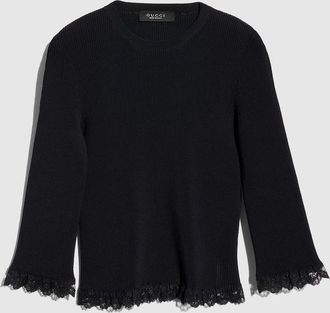 Gucci Fine Matte Viscose Rib Top, Black, Ready-to-wear