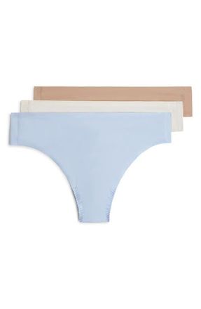 Spanx Fit-to-You Assorted 3-Pack Thongs in Smmt-Pwdr-Nkd2 at Nordstrom, Size One Size Regular