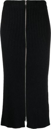 Jil Sander Knit Skirt - Dames - Midirokken - Zwart - S - Katoen - Rokken