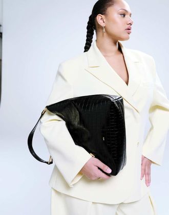 JW PEI Aria - Borsa da spalla morbida nera effetto coccodrillo-Nero