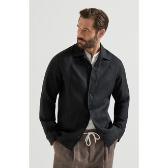 Brunello Cucinelli Shirt with Cr&ecirc;te details in Black at Nordstrom, Size Xxx-Large Eu