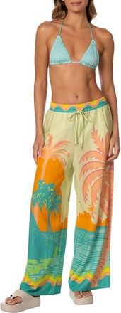 Maaji Pastel Mirage Ophelia Wide Leg Cover-Up Pants in Open Green at Nordstrom, Size Medium