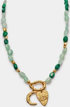 Katie Loxton Womens Palma Solesi Waterproof Necklace In Gold / Green