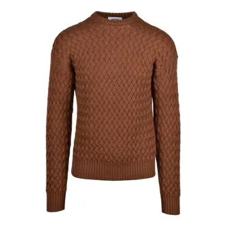 Alpha Studio Truien & Vesten, Heren, Bruin, XL, Wol, Maglione Intrecciato