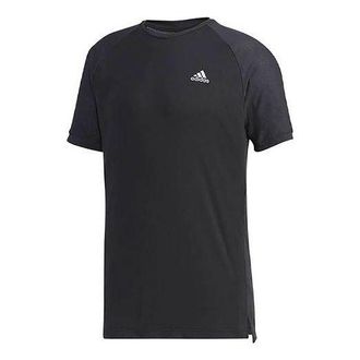 adidas Mens adidas Logo Round Neck Sports Short Sleeve Black T-Shirt FK1418
