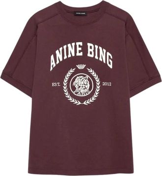 Anine Bing Tops, Dames, Bruin, S, Katoen, Jaylin Tee Collegiate