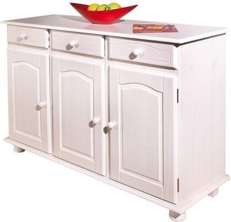 Inter Link SAS Mobile Buffet Livio 3ante+3cassetti Pino Massello Verniciato Ad Acqua Bianco Inter Link