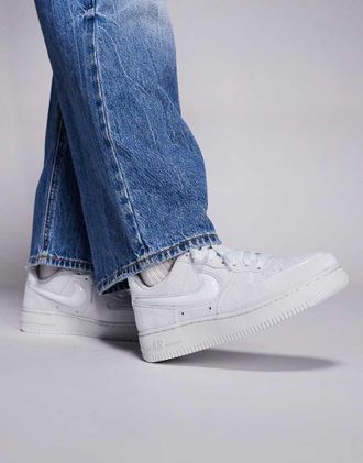 Nike Air - Force 1 07 - Sneakers grigio chiaro con logo imbottito-Bianco