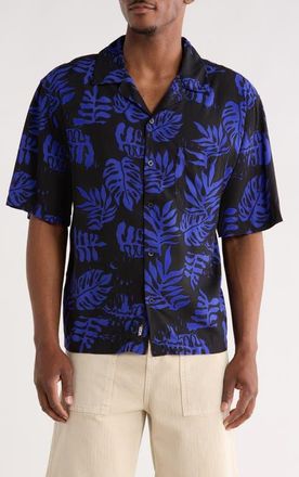 Vans Van Doren Print Camp Shirt in Royal Cobalt at Nordstrom, Size Xx-Large
