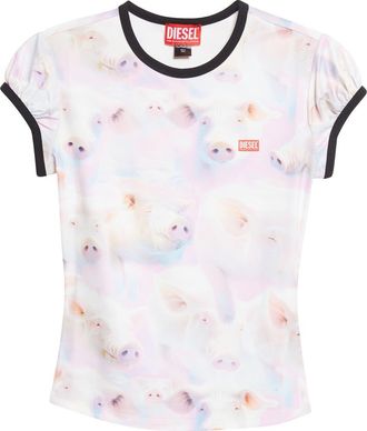 Diesel T-Unkyp Pig Print Ringer T-Shirt in Pink at Nordstrom, Size Xx-Small