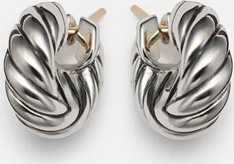 David Yurman Orecchini a cerchio Sculpted Cable in argento