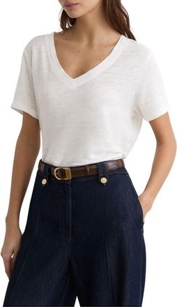 Reiss Lola Linen T-Shirt in White at Nordstrom, Size X-Small