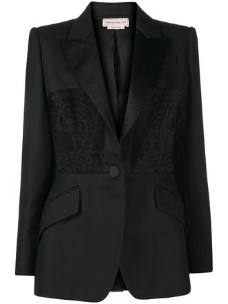 Alexander McQueen lace-panel blazer - Black