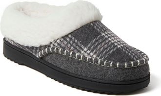 Dearfoams Nyla Felted Plaid Moccasin Toe Clog Slipper in Dark Heather Grey at Nordstrom, Size X-Large