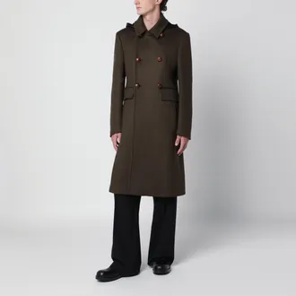 Namacheko Cappotto doppiopetto verde oliva in lana