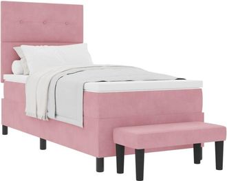 vidaXL Box Spring Bed with Mattress Pink 100 x 200 cm Velvet vidaXL