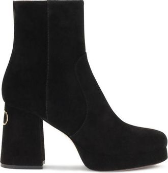 Valentino Garavani Black Calf Leather Bos Taurus Ankle Womens Boots