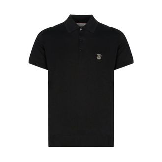 Brunello Cucinelli Branded Polo - male - Brunello Cucinelli - Polo Shirts - Black - XL - Tops