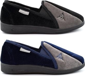 Generic Mens Memory Foam Slippers Size 13 Mens Slip On Slipper Size 6 Boys Slippers Winston Carpet Slipper Slip Ons Washable Sizes 6-13 Black/Navy Blue 12 UK