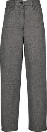 Prada Geruite Broek - Dames - Wijde Broeken - Grijs - XS - Katoen - Broeken