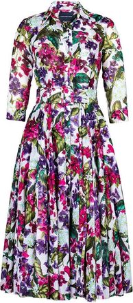 Samantha Sung Aster Barbados Flower A-Line Shirtdress
