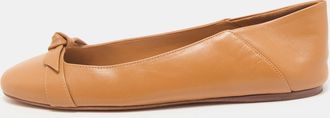 Alexandre Birman Tan Leather Clarita Collapsible Ballet Flats