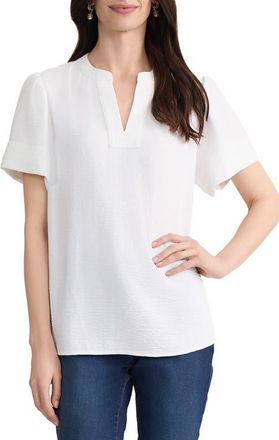 Jones New York Short Sleeve Woven Shirt in Natural White at Nordstrom, Size X-Large