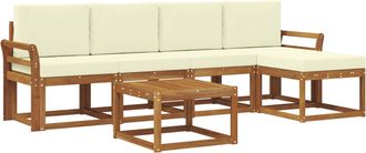 vidaXL Conjunto De Sof&aacute;s De Exterior 6 Uds. Natural Y Crema Vidaxl