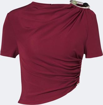 CHRISTOPHER ESBER Top cropped Orica in jersey con cristalli