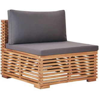 vidaXL Vidaxl - Sof&aacute; Central De Jard&iacute;n Con Coj&iacute;n Gris Madera Maciza De Teca