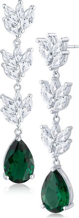 Kenneth Jay Lane Marquise & Pear Cubic Zirconia Drop Earrings in Green/Silver at Nordstrom Rack