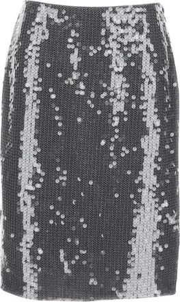 Rotate Rotate Birger Christensen, Rokken, Dames, Grijs, S, Pailletten, Mesh Midi Rok met Pailletten