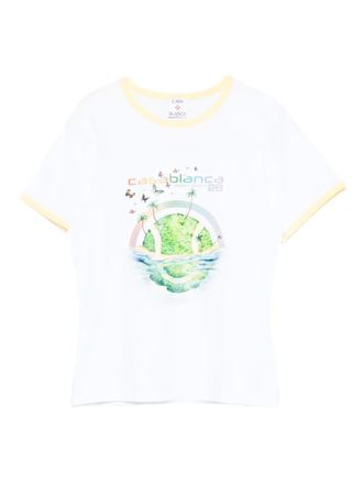 Casablanca Longline Ringer graphic-print T-shirt - Bianco