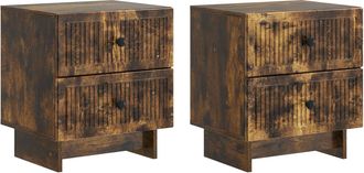 vidaXL Armario De Noche 2 Uds. Roble Ahumado 43 X 34,5 X 47,5 Cm Vidaxl