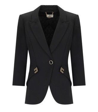 Elisabetta Franchi BLAZER MONOPETTO NERO CON LOGO ELISABETTA FRANCHI