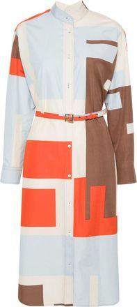 Fendi FF Puzzle-print cotton shirt dress - women - Cotton - 42 - Neutrals