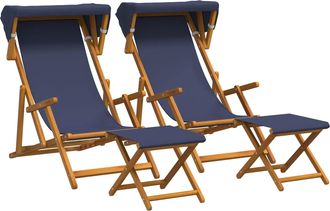 vidaXL Silla De Terraza 4 Pcs 3 Posici&oacute;n Madera De Eucalipto Maciza Vidaxl