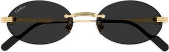 Cartier Sunglasses, unisex, Yellow, Size: 53 MM Round Rimless Sunglasses