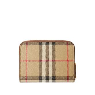 Burberry Burberry Check Coated Cotton Wallet - Beige