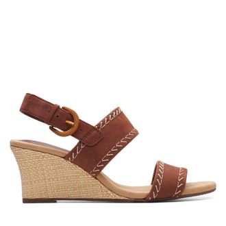 Clarks Womens Kyarra Rose Wedge Sandal, Tan Nubuck, 4.5 UK