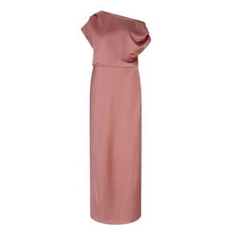 Dante6 Epic Off-Shoulder Satijnen Maxi Jurk - Dames - Jurken - Roze - Maat: XL Satijn