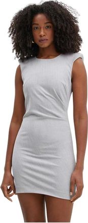 Patrizia Pepe Dames, Jurken, Grijs, Maat: XS Leer