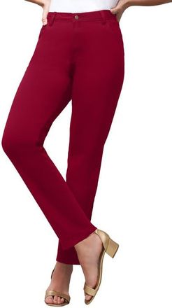 Jessica London True Fit Stretch Denim Straight Leg Jean in Rich Burgundy at Nordstrom, Size 20