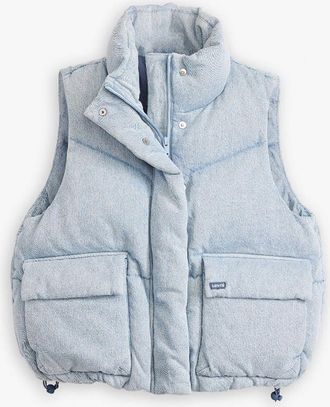 Levi's Womens Levis Western Bubble Vest Anthracite in Celebr T Mmnt - Blue - Size 12 UK