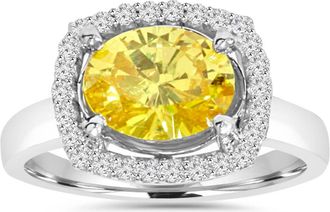 Pompeii3 2.26Ct Oval Citrine & Diamond Halo Ring 10K White Gold Size Selectable