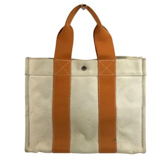 Herm&egrave;s Ivory Orange Cotton Handbag Tote Bag (Pre-Owned)