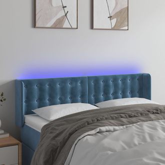 vidaXL Cabecero Con Led De Terciopelo Azul Oscuro 147x16x78/88 Cm Vidaxl