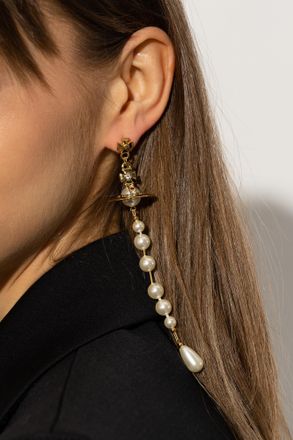 Vivienne Westwood Broken Pearl Drop Earrings, Womens, Gold