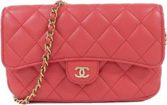 Chanel Red Color Leather Phone Wallet (Pre-Owned)