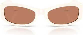 Tory Burch 55mm Rectangular Sunglasses in Bone /Light Brown at Nordstrom